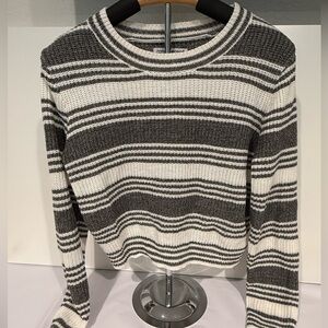 Striped Gray and White Women's Sweater